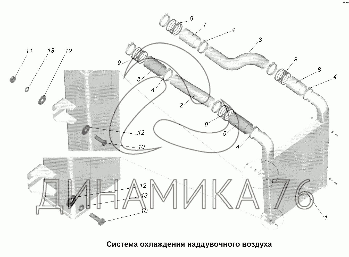 Система охлажденияСистема охлаждения наддувочного воздуха на МАЗ-631705,  631708