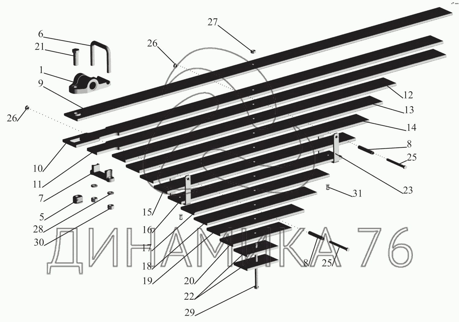 Рессора передняя 64221-2902012-04 на МАЗ-631705