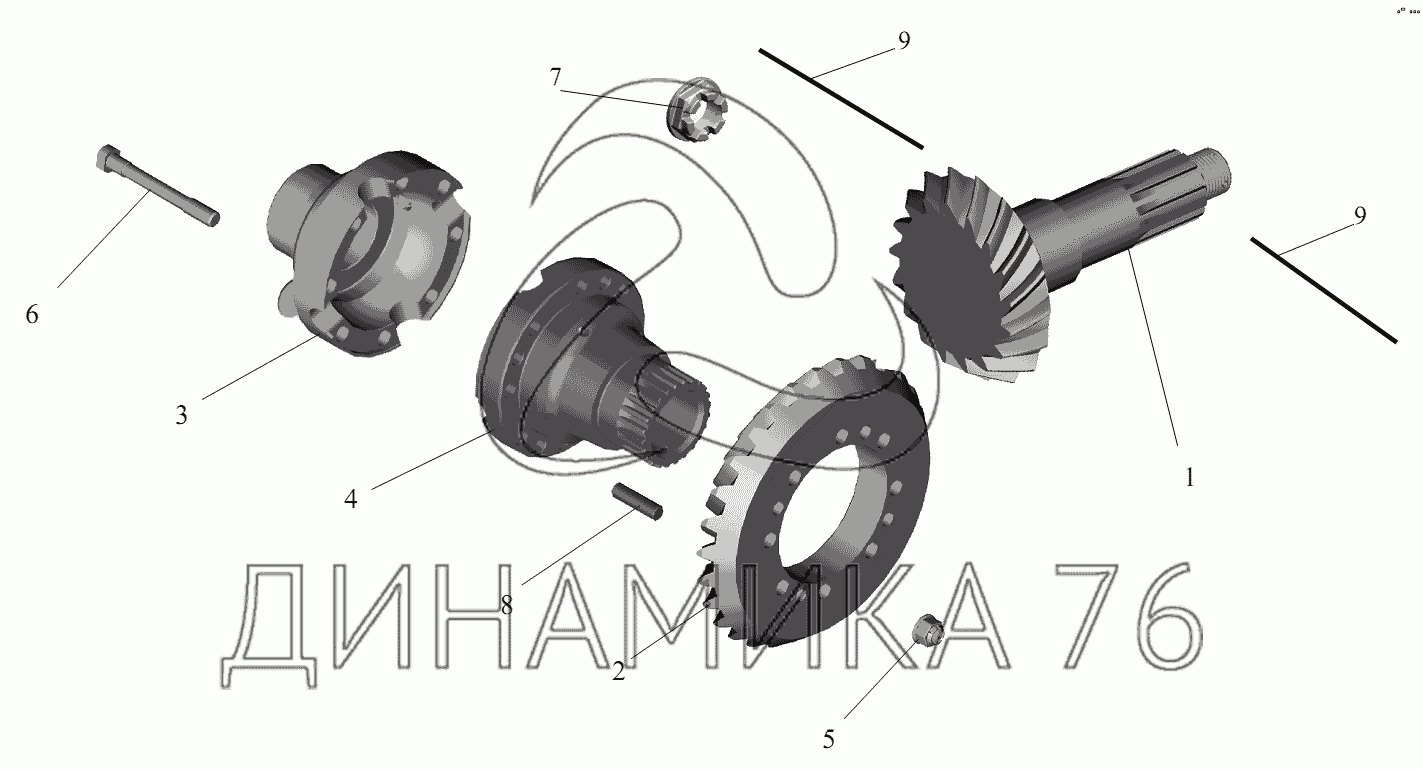 Шестерни ведущая и ведомая (комплект для запчастей) на МАЗ-6422, 5432 -  Схема, каталог деталей, стоимость, запчасти (115b9)