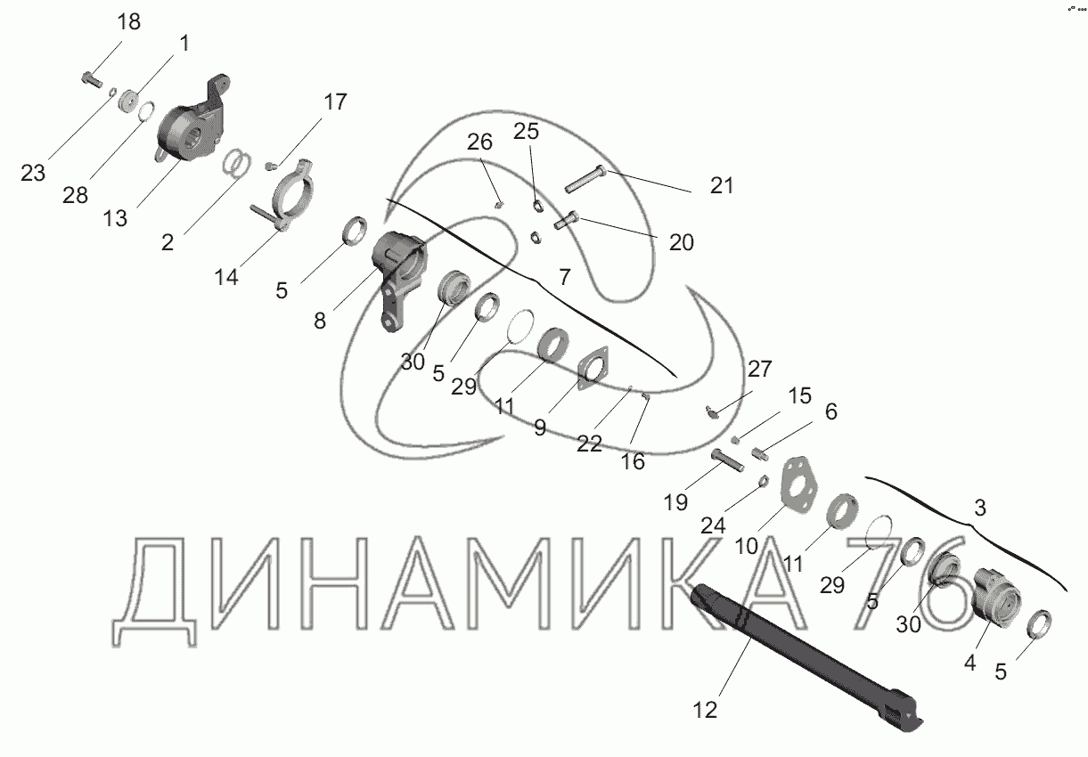 Привод тормозного механизма заднего моста на МАЗ-6422, 5432 - Схема,  каталог деталей, стоимость, запчасти (130b9)