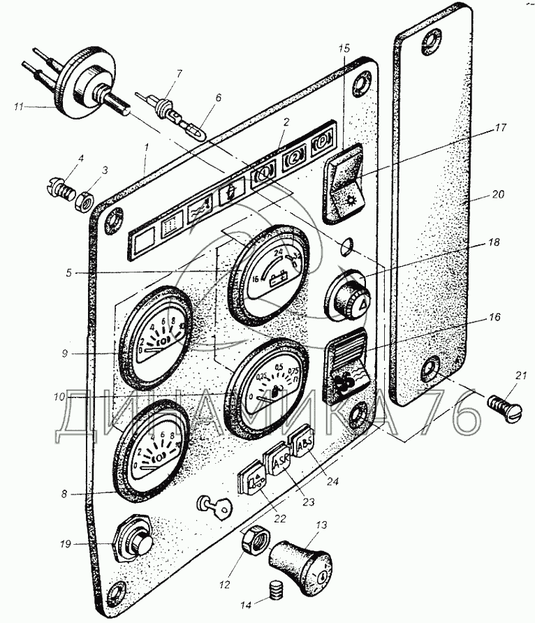 Схема приборной панели маз