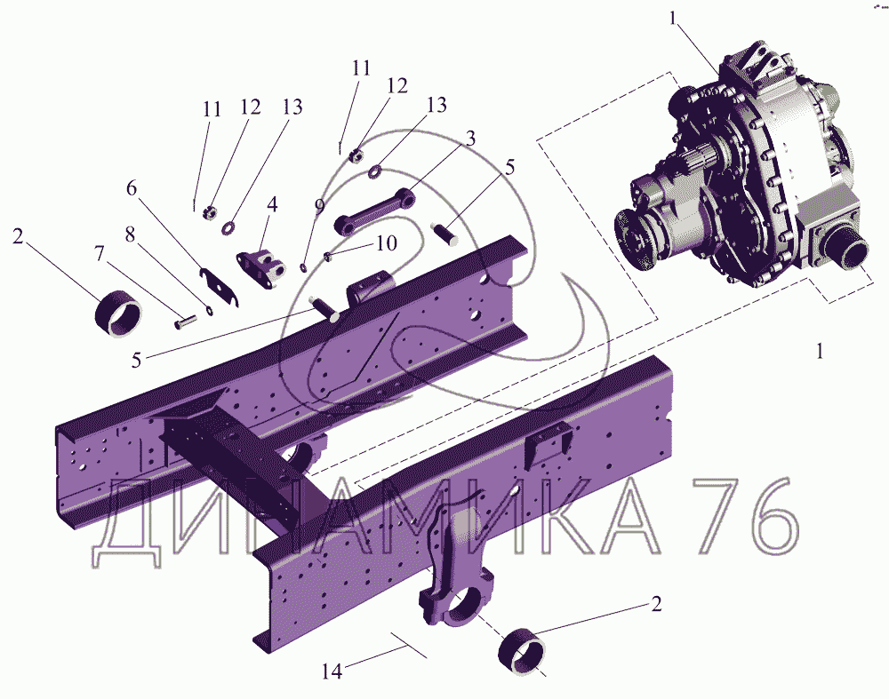 Установка раздаточной коробки на МАЗ-642505, 642508