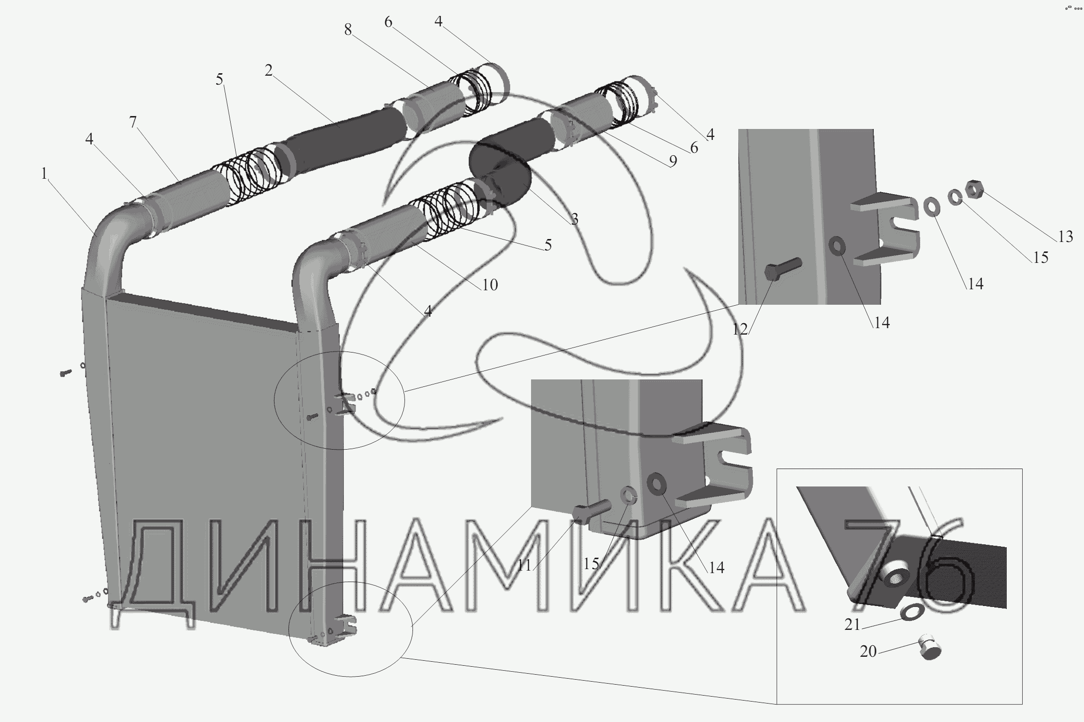 Установка системы охлаждения воздуха 5440A8-1300040 на МАЗ-6430A8 (5440A8,  5440A5)