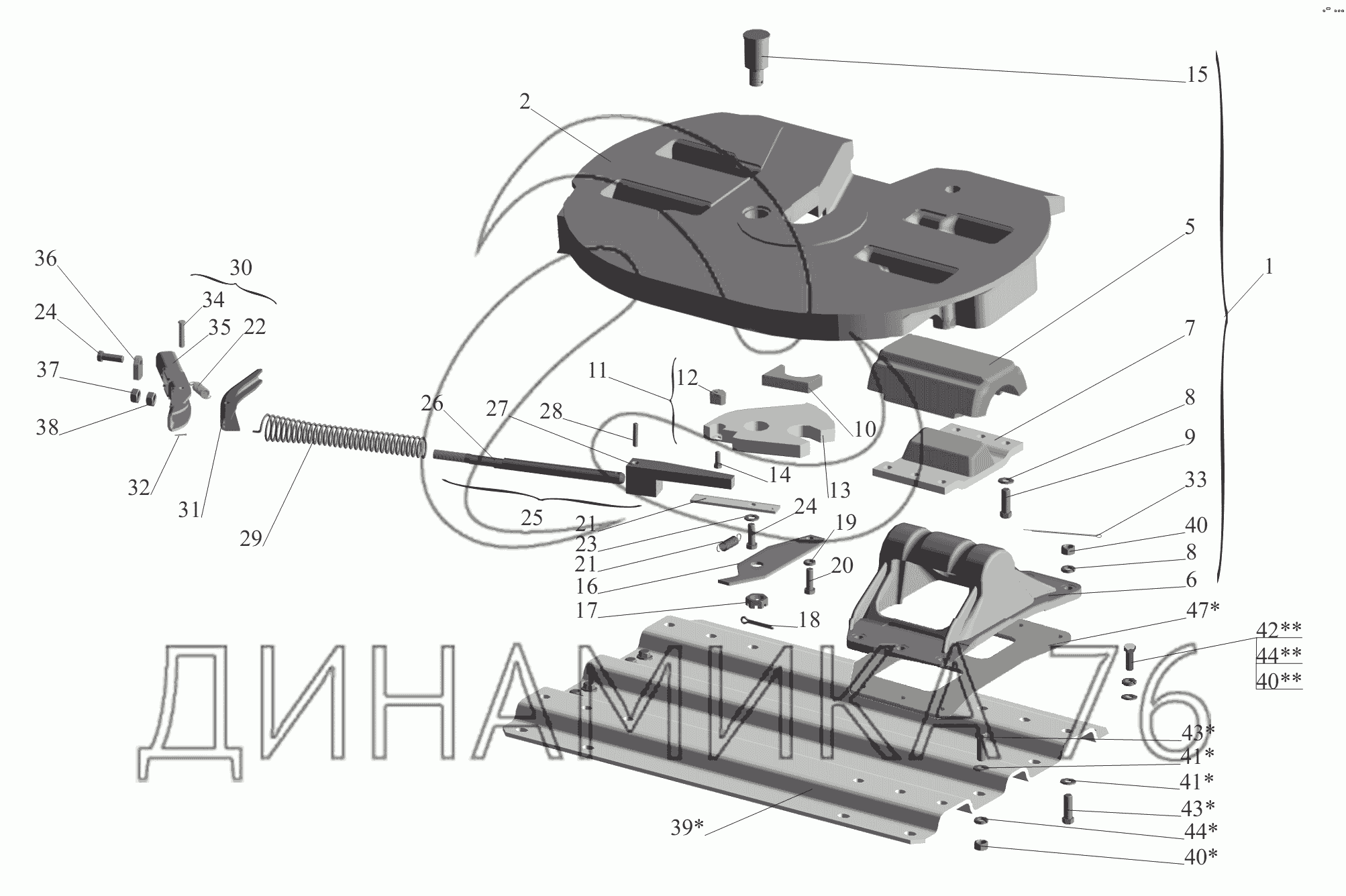 Седельно-сцепное устройство на МАЗ-6430A8 (5440A8, 5440A5)