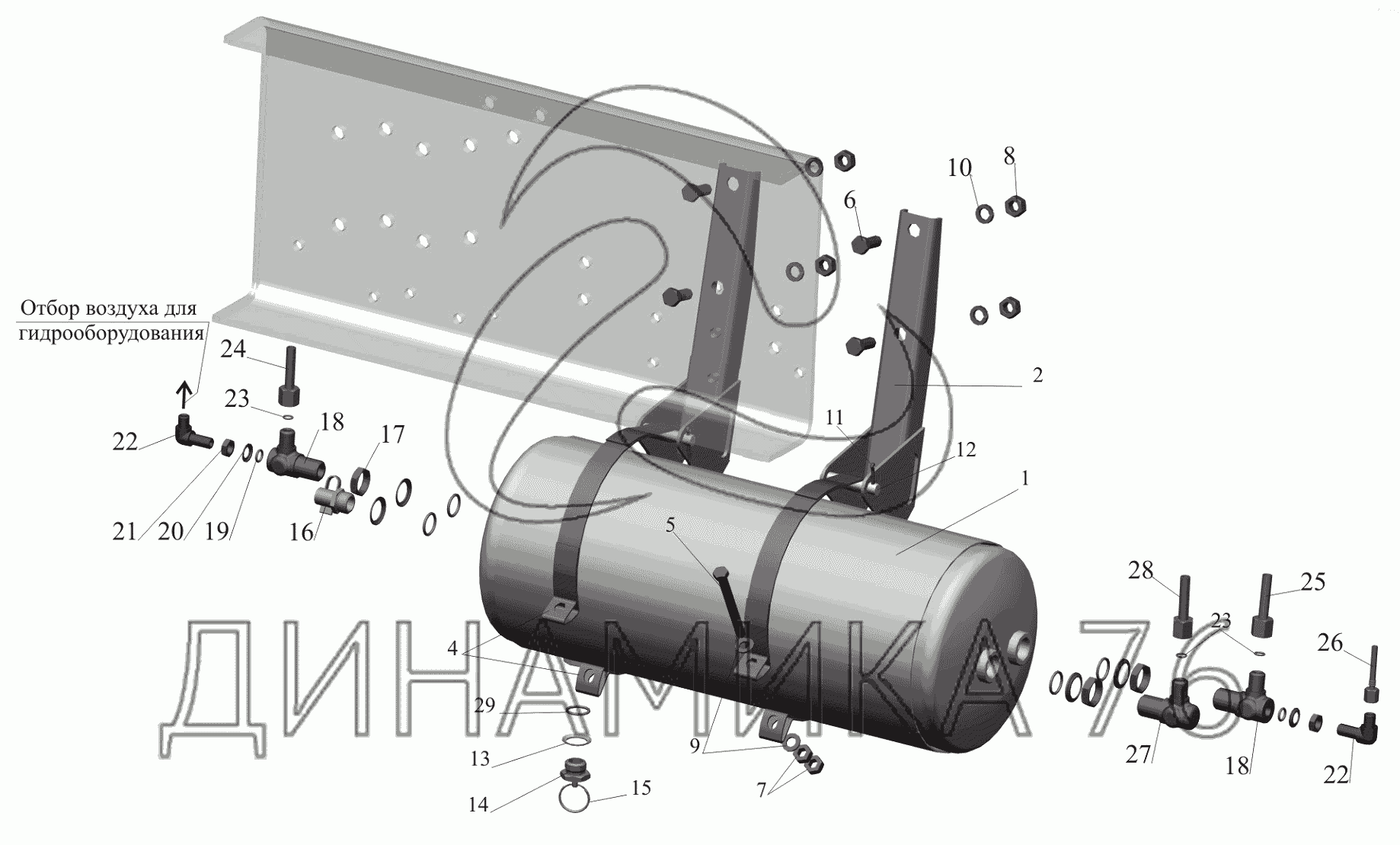 кронштейн в50-3513025-а (руп мтз). кронштейн крепления ресивера. 2773712 ресивер скания. хомут ресивера маз 40л. 40904 кронштейн крепления ресивера.