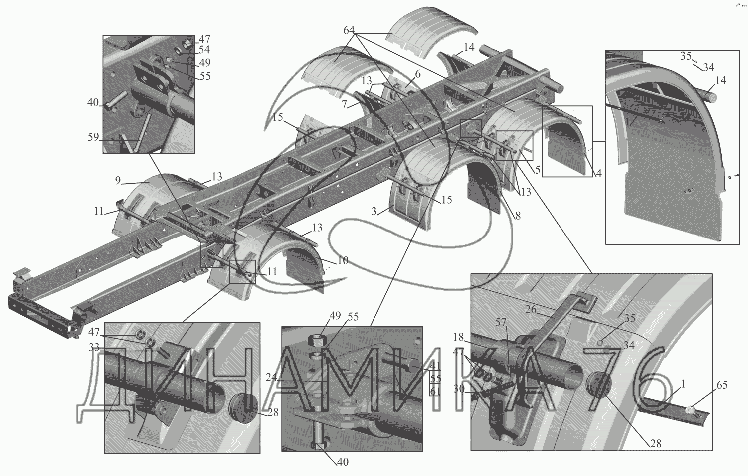 Установка крыльев 651608-8500048 на МАЗ-651669-320 (340)