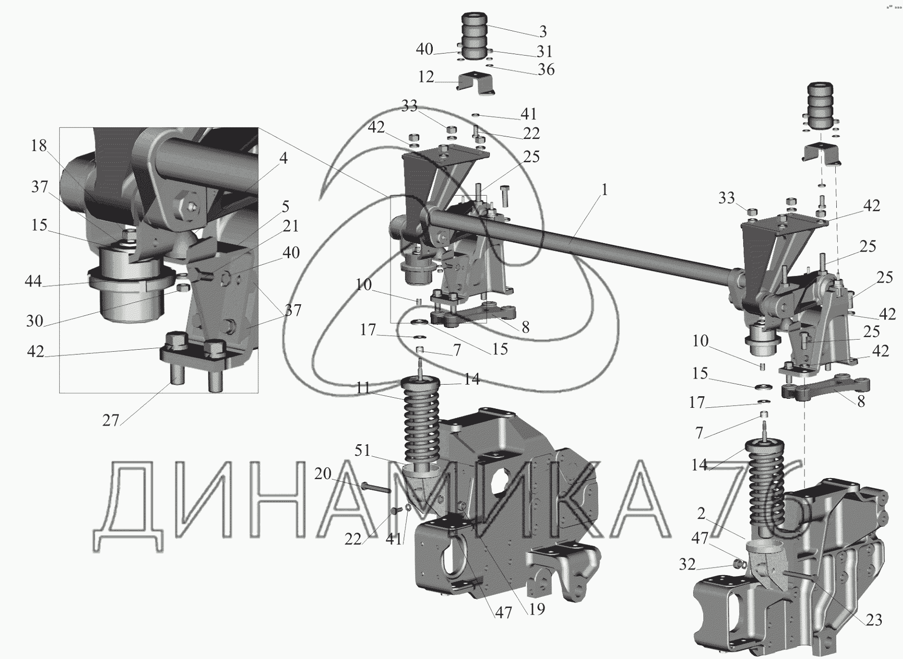 Подрессоривание кабины маз