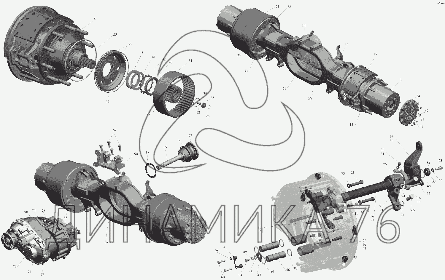схема редуктора среднего моста маз