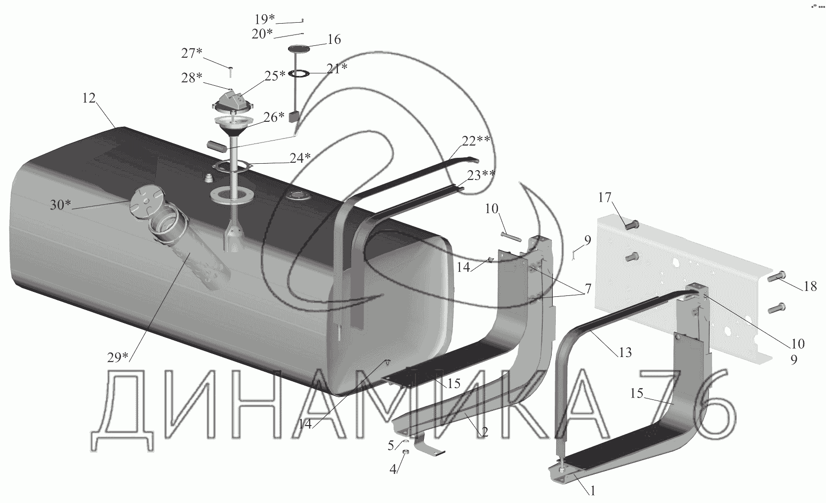 Крепление топливного бака камаз