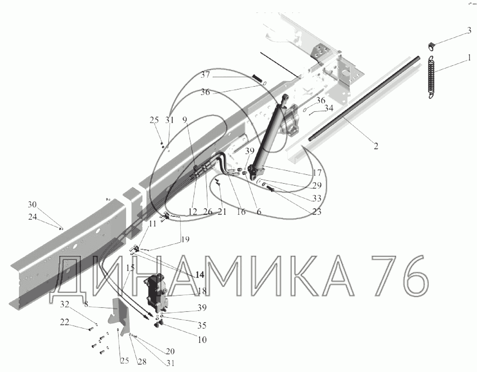 Механизм подъема кабины маз