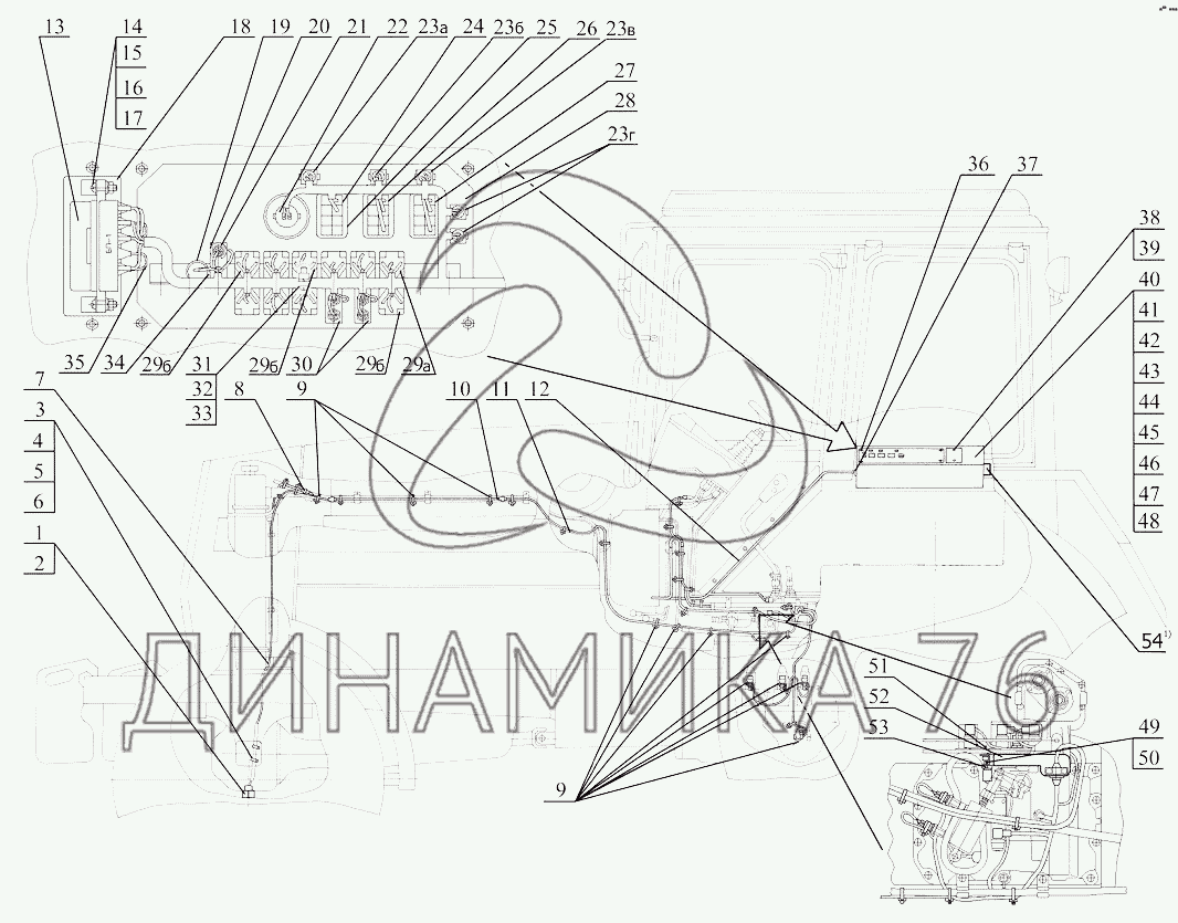 Управление ПВМ, БД заднего моста, задним ВОМ и редуктором (с КП 24Fx12R)  (электрическая часть) на Беларус-1220.5