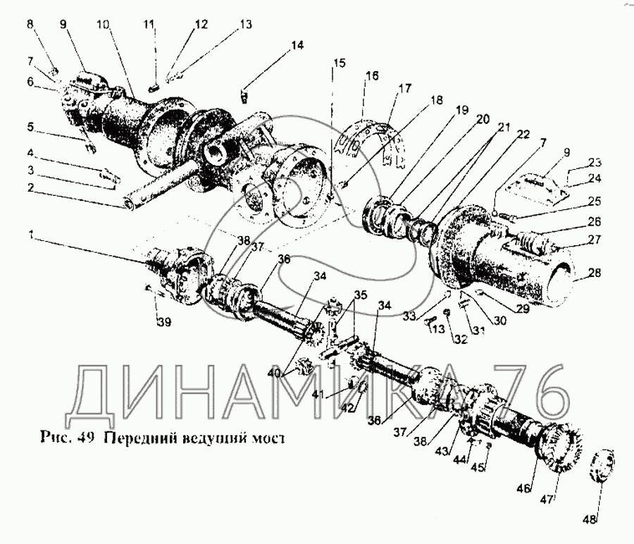 Бортовая мтз схема сборки Передний ведущий мост на МТЗ-1221