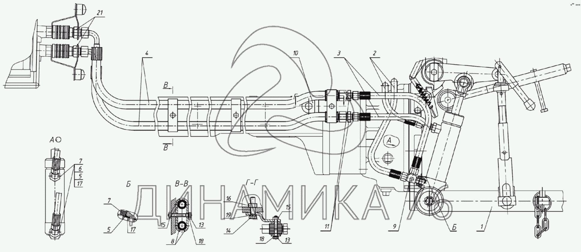 Схема навески мтз 1221