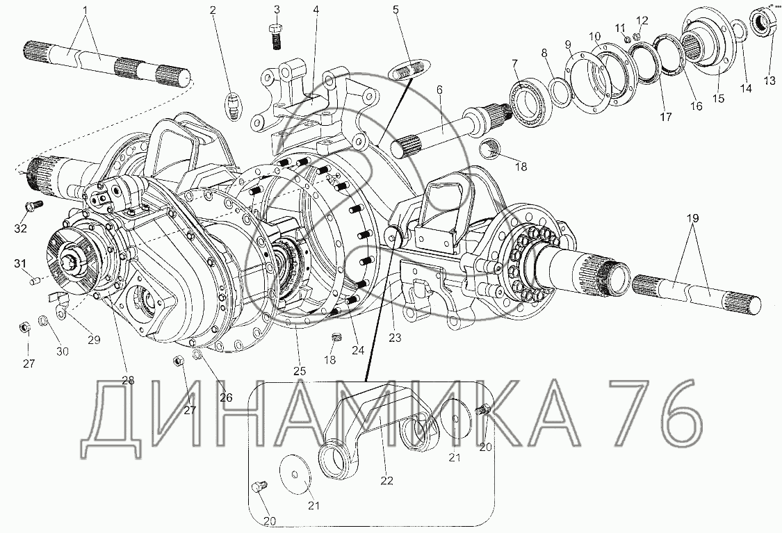 Редуктор среднего моста хово схема