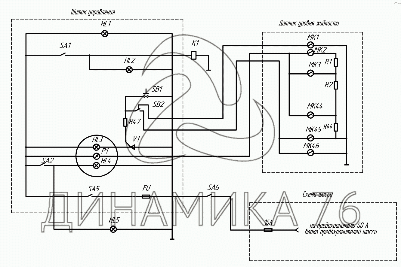 2Э66061-3729010Э3 Схема электрическая принципиальная на НефАЗ-66062