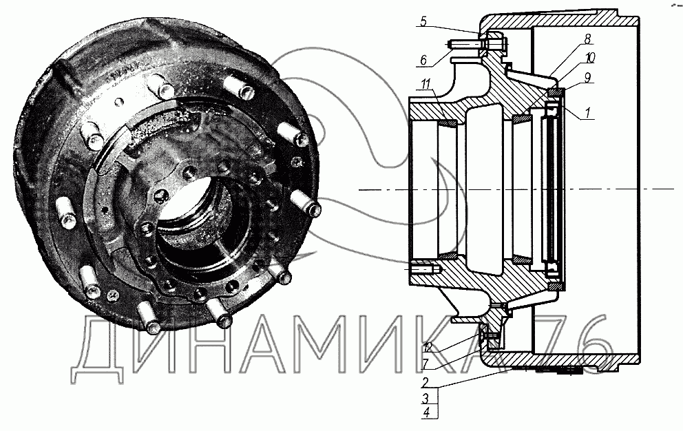 Ступица задняя камаз схема