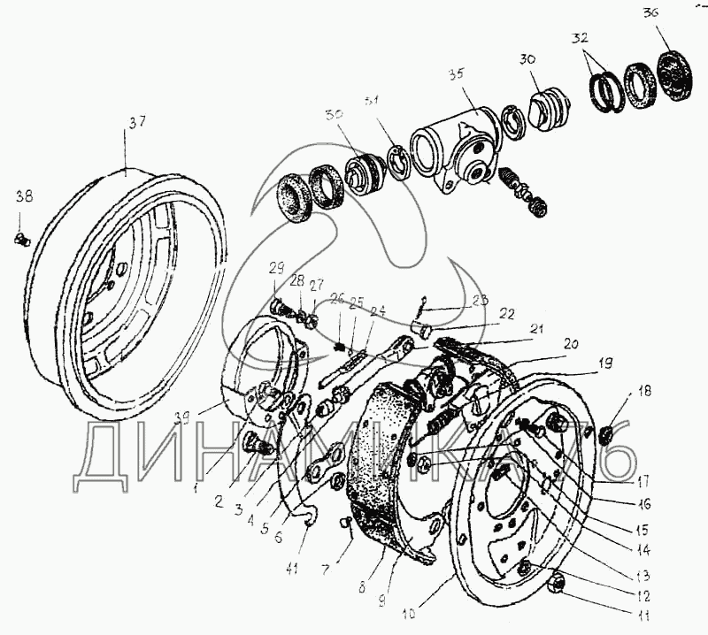 Схема заднего тормоза газ 3309