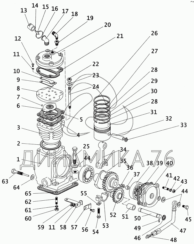 Камаз одноцилиндровый компрессор схема
