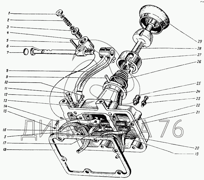 Рычаг кпп схема