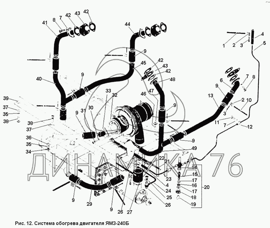 Ямз 240 схема двигателя
