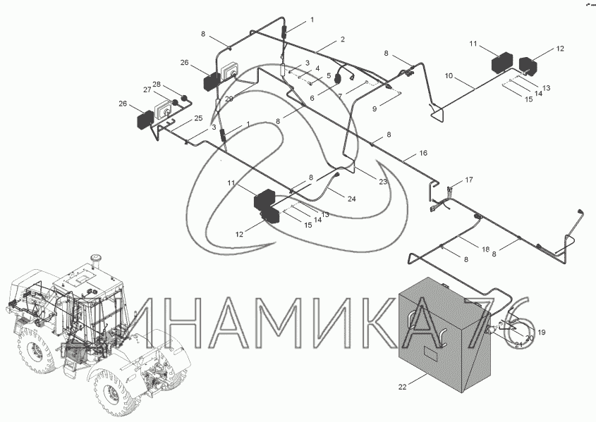 Схема электропроводки к 700 12 вольт