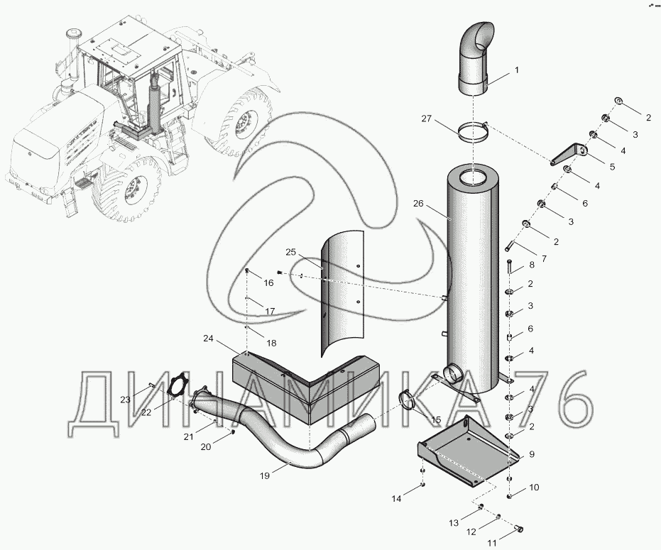 Что находится внутри глушителя к 744