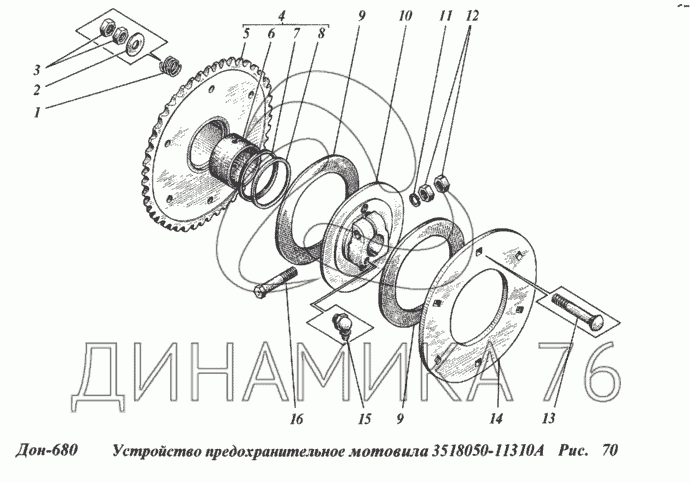 Схема предохранительной муфты мотовила