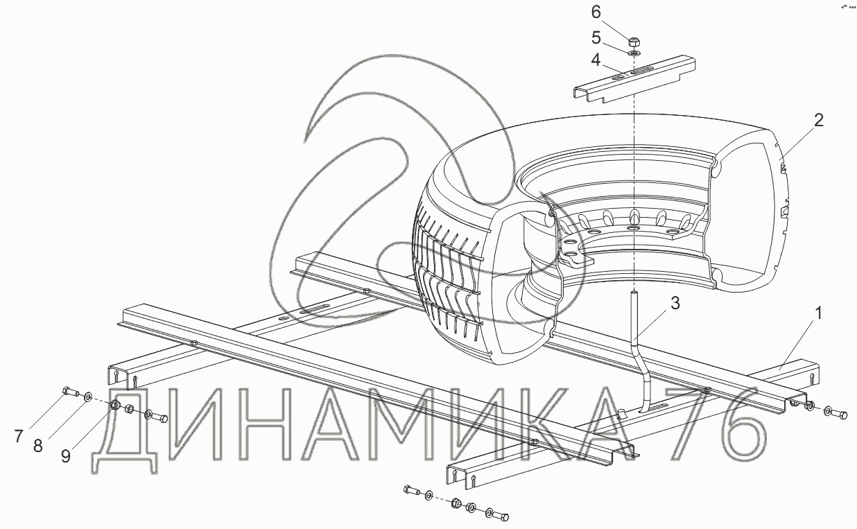 Установка запасного колеса 97462-3105500 на Тонар-9746