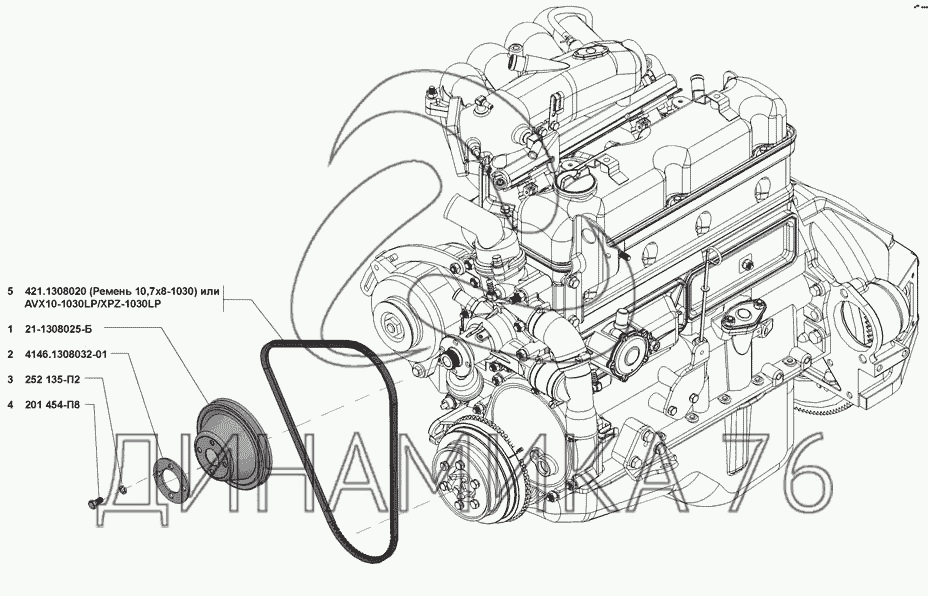 Схема ремня газель 4216