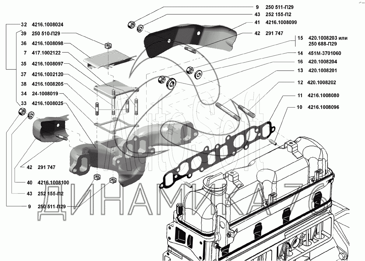 Схема впускного коллектора 4216