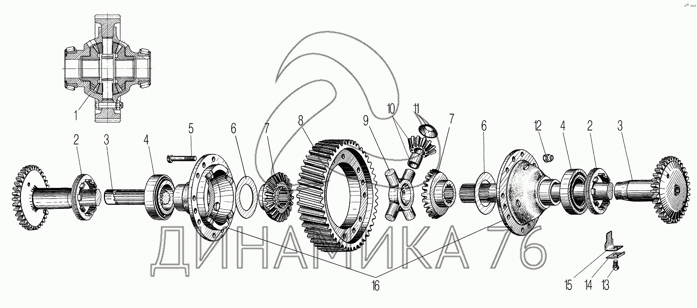 Дифференциал и полуоси среднего и заднего моста на УРАЛ-4320-60