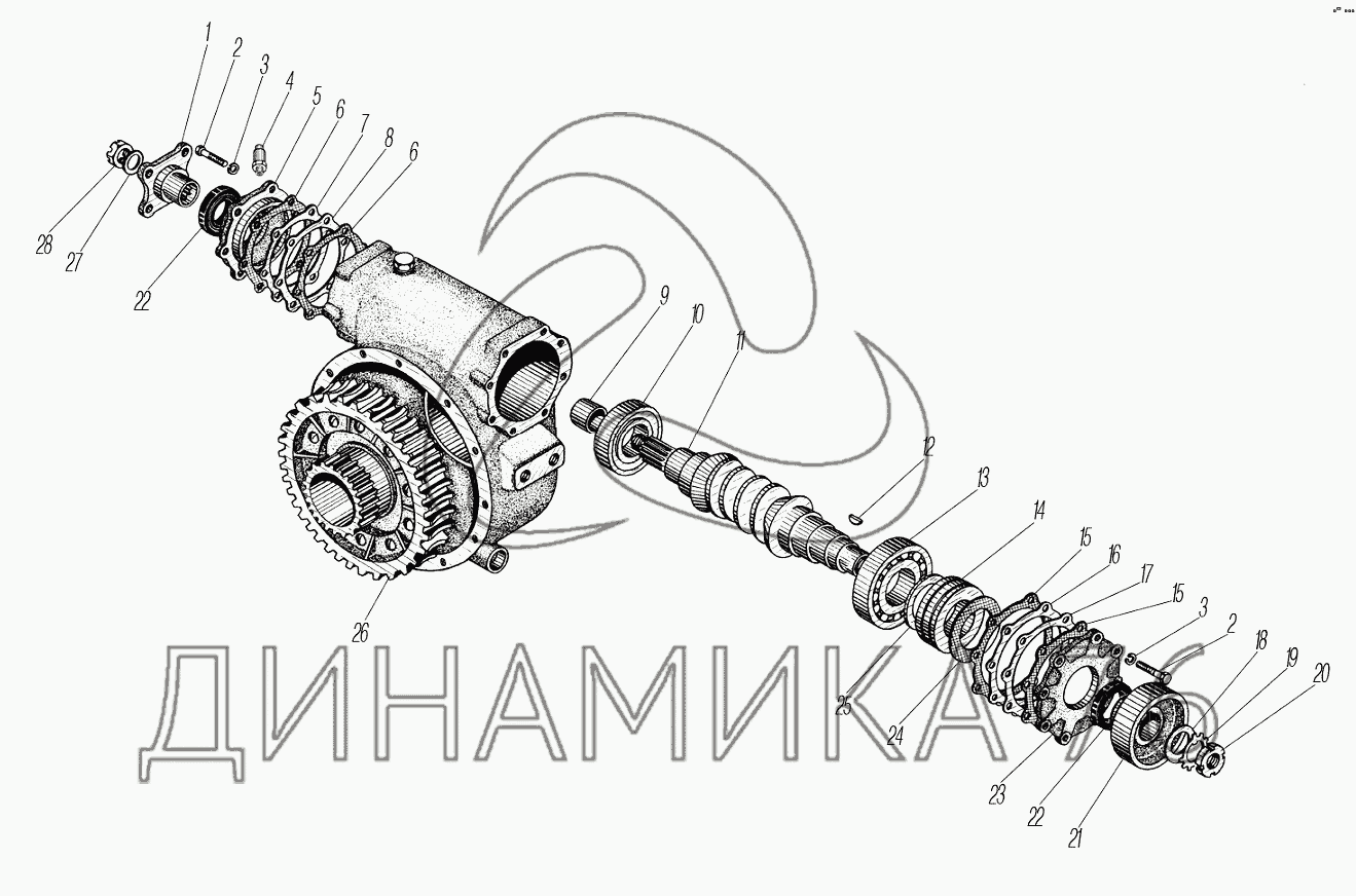 Редуктор лебедки для автомобилей 4320-0000110-61, 4320-0000110-71 на УРАЛ -4320-61