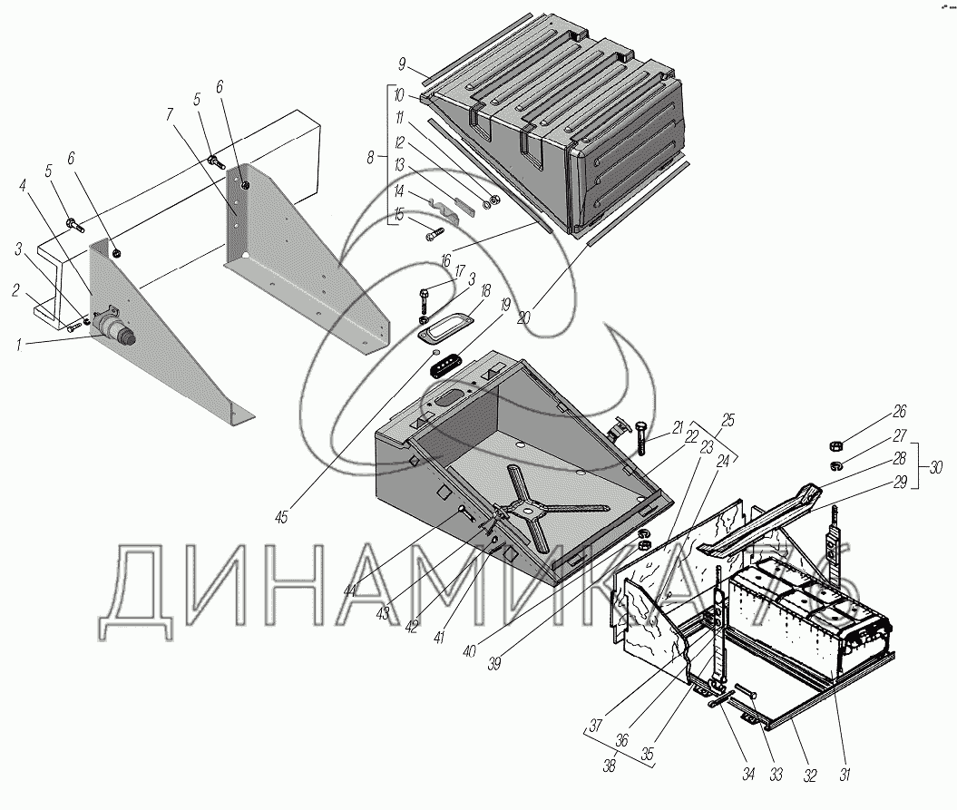 Установка контейнера аккумуляторных батарей на УРАЛ-4320-80М/82М