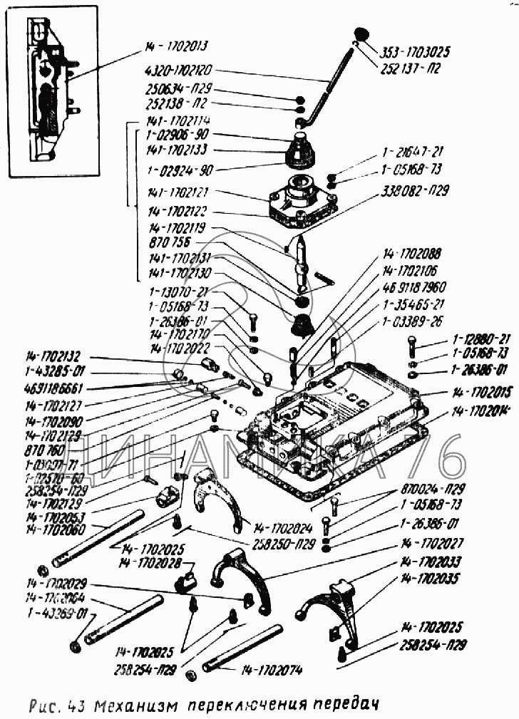 Схема коробки переключения передач УРАЛ-4320