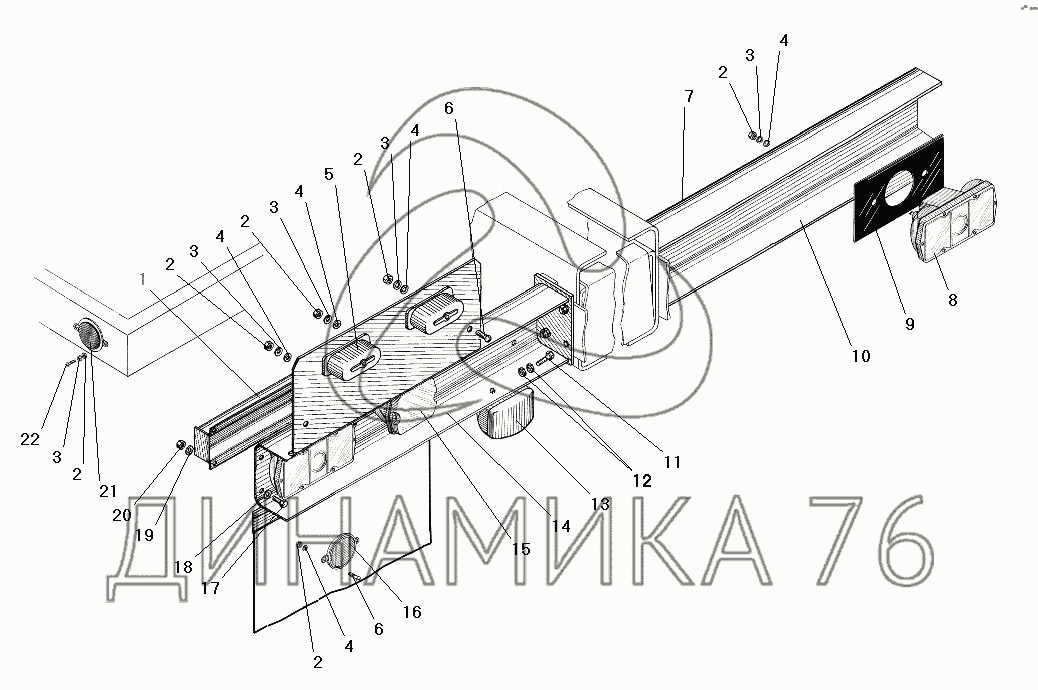 Установка блока управления АБС УРАЛ-4320-6951-74 (Чертеж № 168: список деталей, 