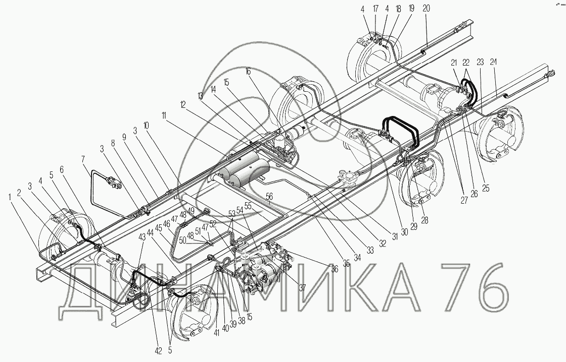 Схема пневмогидравлической тормозной системы