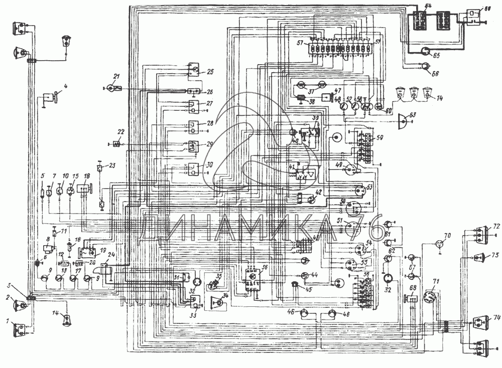 Монтажная схема электрооборудования ЗИЛ-130 (431410)