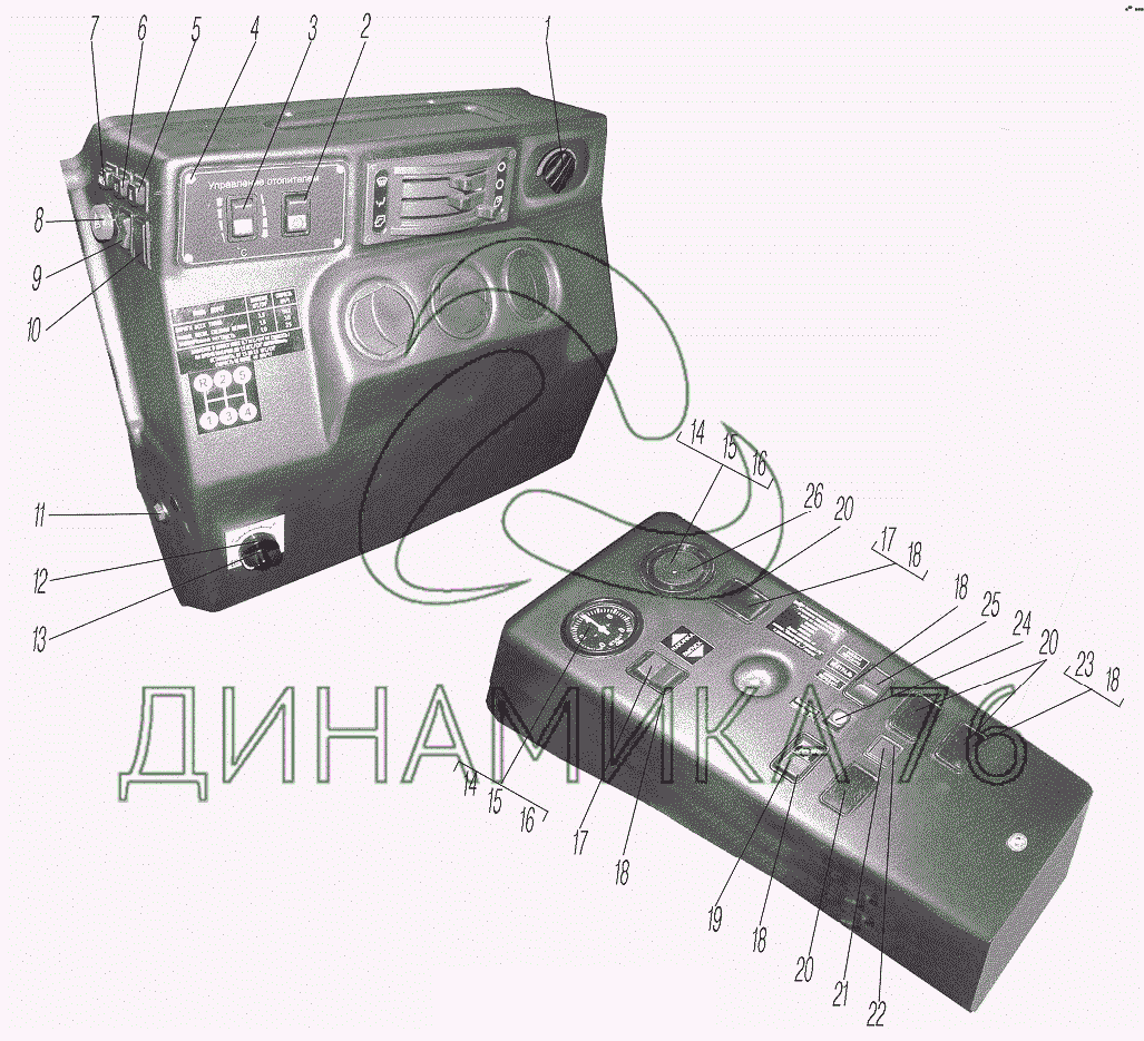 Щиток выключателей на УРАЛ-44202-0511-58 - Схема, каталог деталей,  стоимость, запчасти (16240)