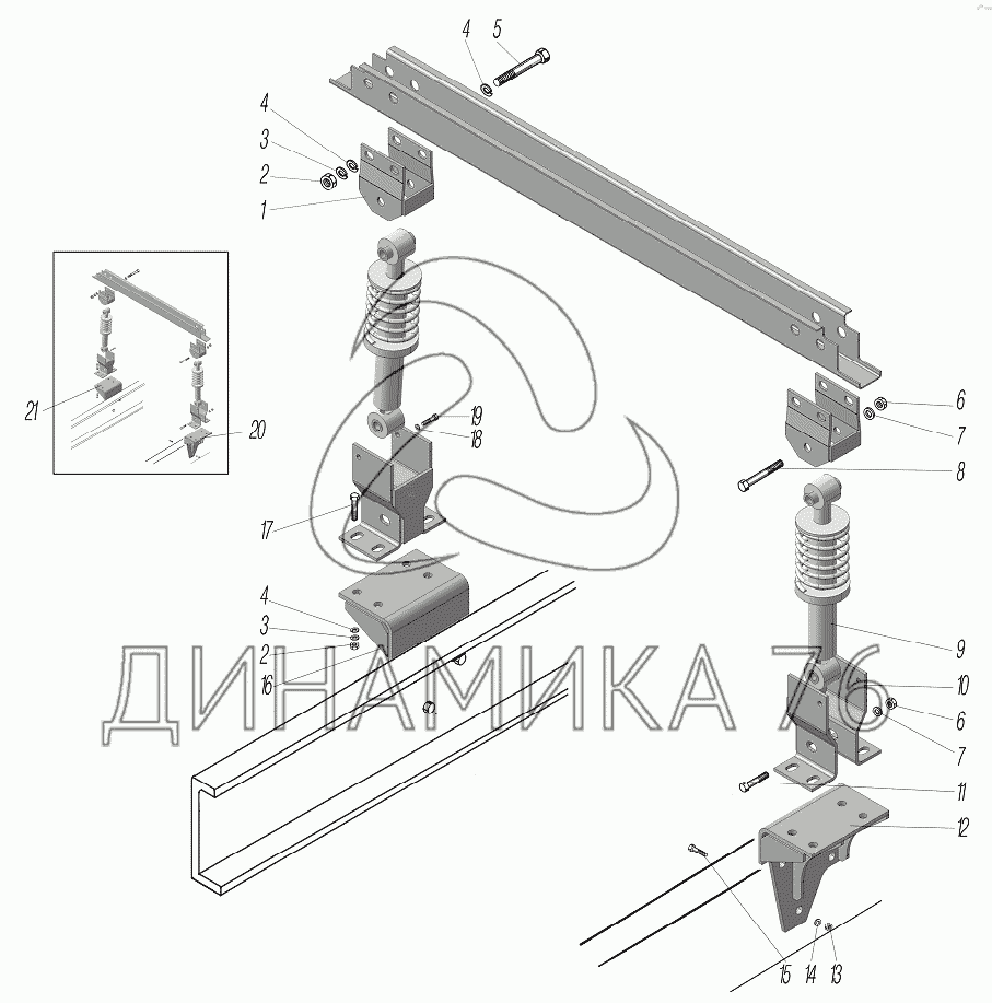 Задняя опора кабины на УРАЛ-4320-0971-58