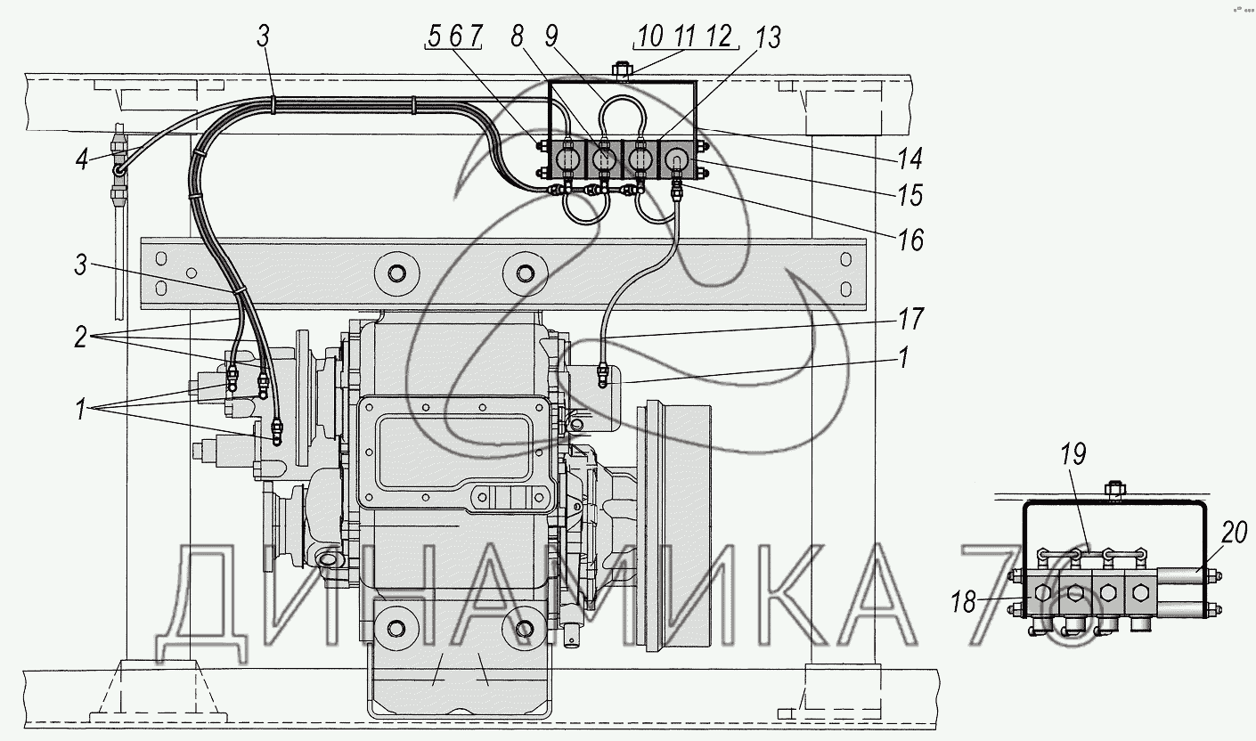 Установка пневмоуправления раздаточной коробки на УРАЛ-4320-0971-58