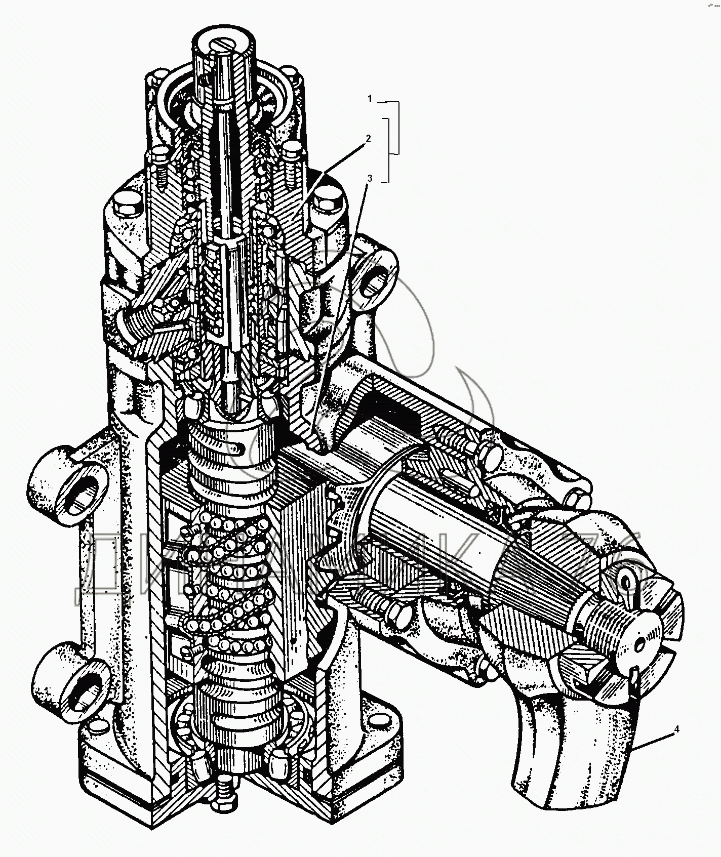Механизм рулевой с распределителем на УРАЛ-55571-30 - Схема, каталог деталей,  стоимость, запчасти (869e)
