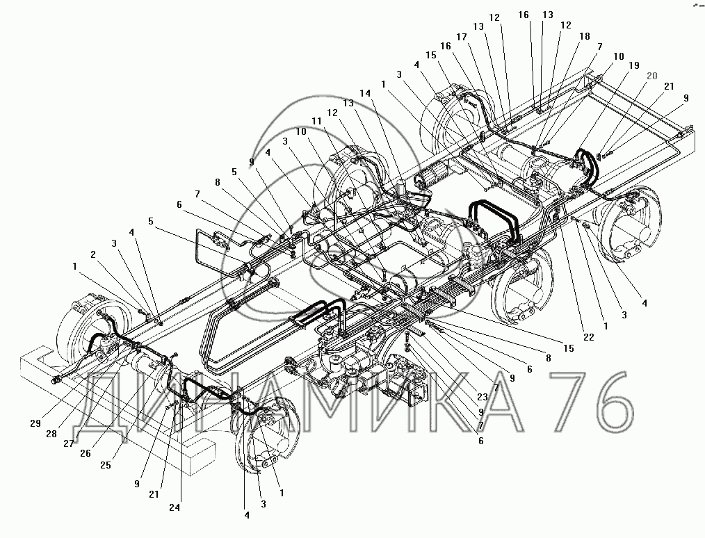 Тормозная система автомобиля урал 4320 схема