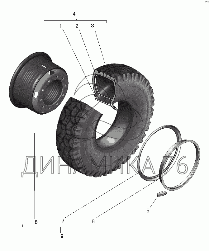 Колесо и шина на УРАЛ-63685