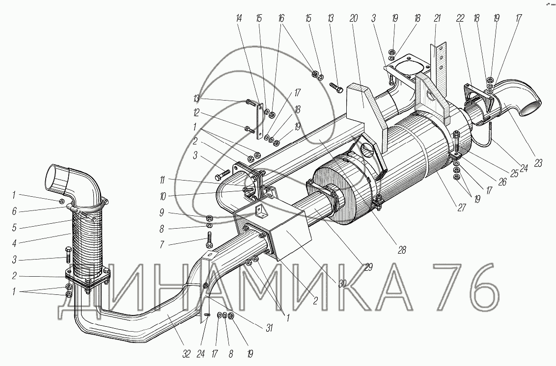 Схема глушителя камаз 65115