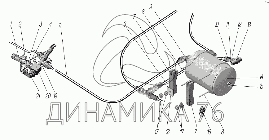 Схема тормозной системы УРАЛ-4320