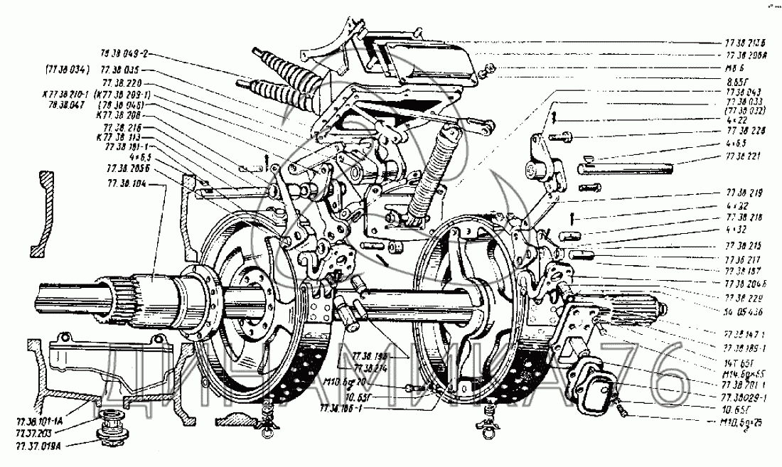 Задний мост дт 75 схема с описанием подробных частей и бортовыми