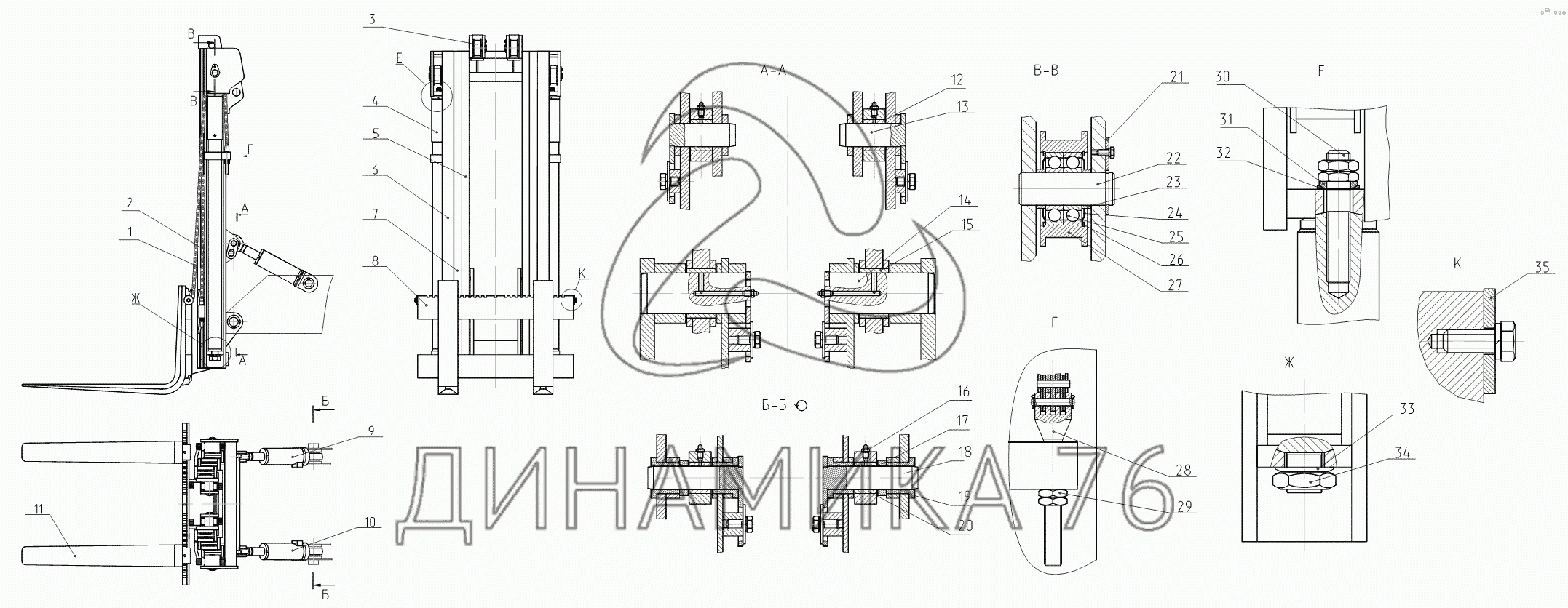 Устройство вилочного автопогрузчика схема