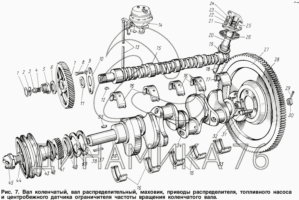 Коленвал на схеме двигателя