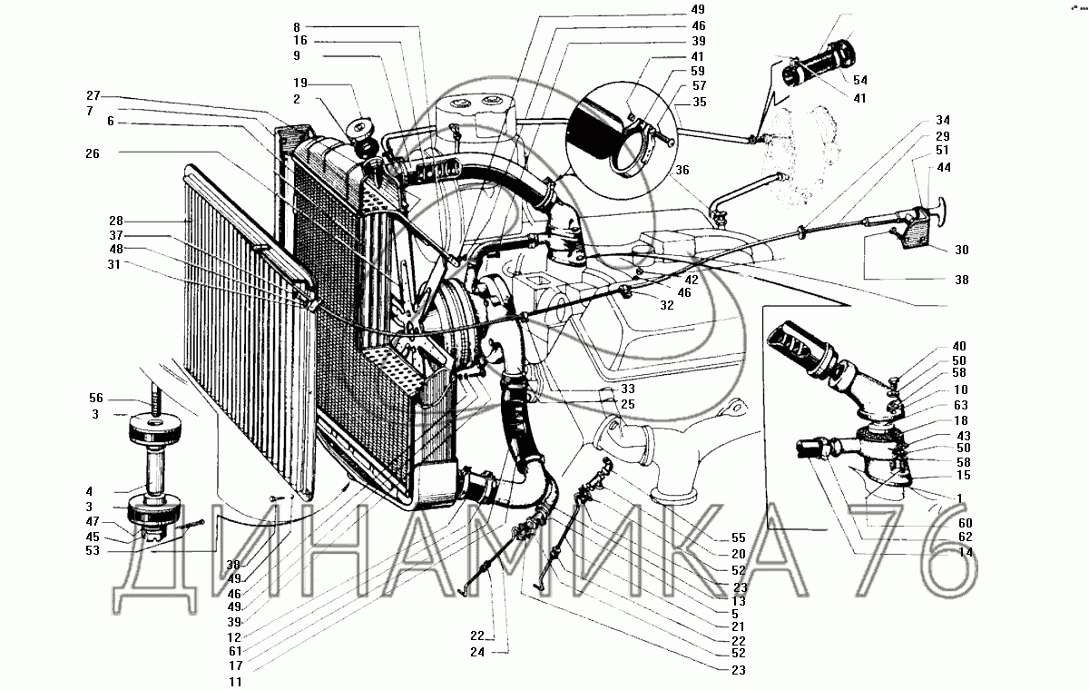 Система охлаждения двигателя зил 130 схема